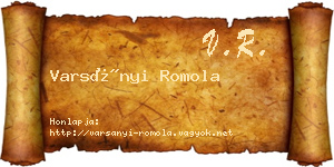 Varsányi Romola névjegykártya